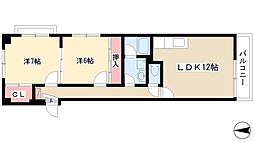 メイプル八田 2LDKの間取図画像