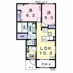 メゾン・ド・ヒビツ 2LDKの間取図画像