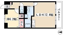 セントラルコート千代田 1LDKの間取図画像