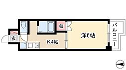 サンピアオカヤス 1Kの間取図画像