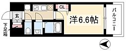 プレサンスNAGOYA本陣 1Kの間取図画像