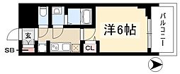 プレサンス名古屋幅下ファビュラス 1Kの間取図画像