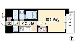 プレサンス大須観音 1Kの間取図画像