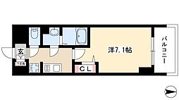 プレサンス桜通ベルノ 1Kの間取図画像