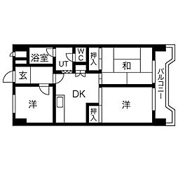 サンシャイン大須中駒ビル 3DKの間取図画像