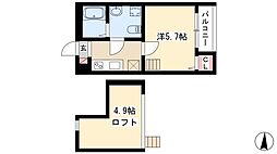 カメリア 1Kの間取図画像