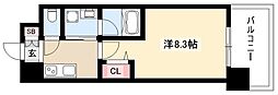 レーヴェスト志賀本通 1Kの間取図画像