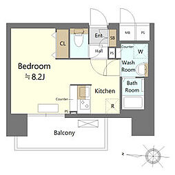 SHOKEN Residence名古屋 太閤通 ワンルームの間取図画像