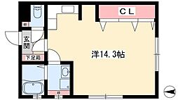 金龍コーポ中村 ワンルームの間取図画像
