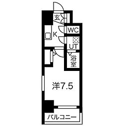 エスリード池下レスティア 1Kの間取図画像