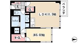 ミュプレ矢場町 1LDKの間取図画像