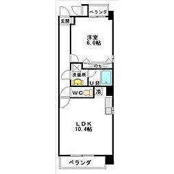 ルミナス城見 1LDKの間取図画像