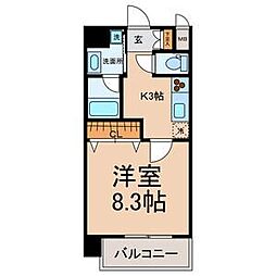 ラベルヴィー 1Kの間取図画像