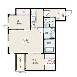 ilusion六番町 2LDKの間取図画像
