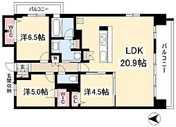 プレサンスロジェ金山セリエ 3LDKの間取図画像