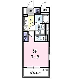 ハーモニーハイツ高畑 1Kの間取図画像