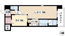 aLATOSHIRAKABE 1LDKの間取図画像