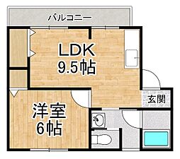 グランコートビワコ 1LDKの間取図画像