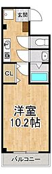 浜大津ヒルズ 1Kの間取図画像