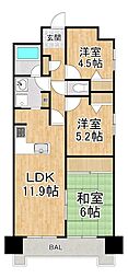 ロータリーマンション西大津 3LDKの間取図画像