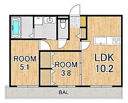 セジュール鏡が浜  ｜ 滋賀県大津市鏡が浜（賃貸アパート2LDK・2階・47.31㎡） その2