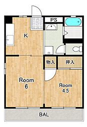 平治マンション 2DKの間取図画像