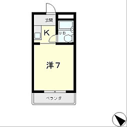 Parkレジデンス笠山 2階ワンルームの間取り