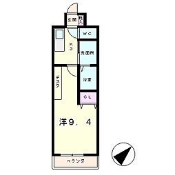 フォーシーズン南草津 1Kの間取図画像
