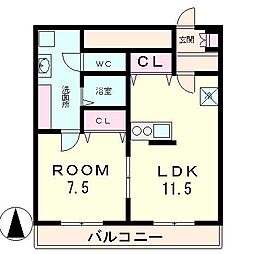 アバンギャルド 1LDKの間取図画像
