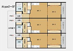 新築賃貸マンション ラス・パルマス浜四条 Atype 1DKの間取図画像