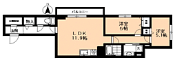 セレスティア向山 2LDKの間取図画像