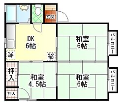 ホワイトビラ湖浜 2階3DKの間取り