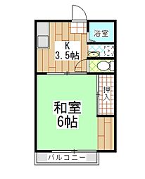 パナハイツイズミ 1Kの間取図画像