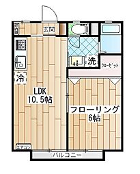 パークサイドA 1LDKの間取図画像