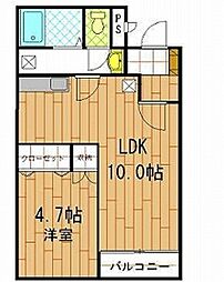 ホワイトピアニーイースト 1LDKの間取図画像