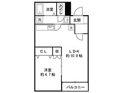 ホワイトピアニーイースト 1LDKの間取図画像