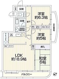 コスモ茅ヶ崎ベルセーヌ 3LDKの間取図画像