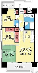 マイキャッスル平塚ロイヤルステージ 2LDKの間取図画像