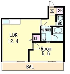クィーンパレス 1階2LDKの間取り