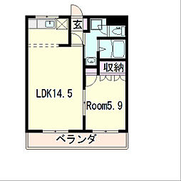 Green Village 1階1LDKの間取り