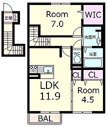 コンフォルタA 2LDKの間取図画像