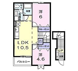 ミニヨンB 2LDKの間取図画像