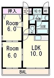 オオケイビル 2DKの間取図画像