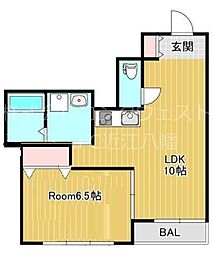 敷島第1マンション 1LDKの間取図画像