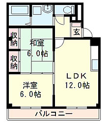 グランデュール琴 2LDKの間取図画像