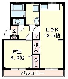 ヒルバレーマンション 1LDKの間取図画像