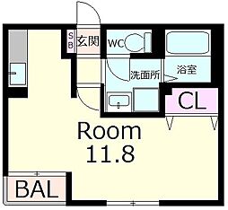 シャトレー6番館 ワンルームの間取図画像