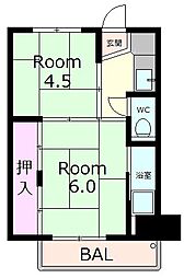 ビレッジハウス宮内2号棟 2Kの間取図画像