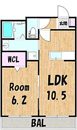 オーガスタ 1LDKの間取図画像