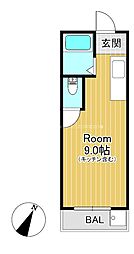 フロンティアハウス・E ワンルームの間取図画像